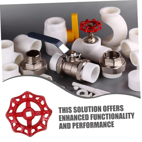 Two Piece Cast Iron Handwheel Kit for RV Waste Valves and Water Faucets Replacement Wheel Handles, red gear displayed.