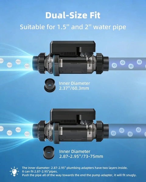 Salt Chlorine Generator for 25000 Gallon Pools With WiFi App Control Saltwater Chlorinator System Titanium Cell, dual-size fit