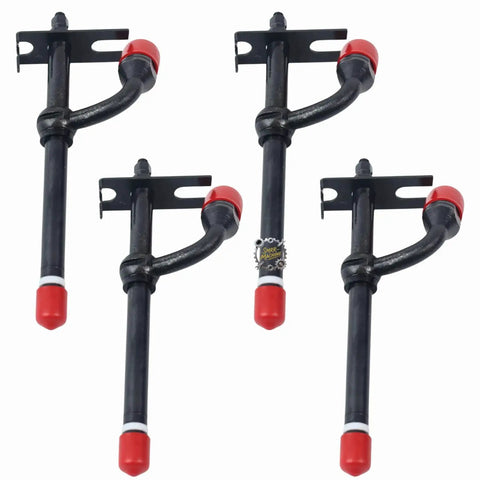 4Pcs AR88240 AR90024 AR90023 Fuel Injectors Set For John Deere Loader Models, black metal with red caps, top view