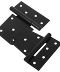Heavy Duty 3.5 Inch Weld On Gate Hinges Black 2 Pack For Barn Doors And Wood Fences, top view of gate hardware