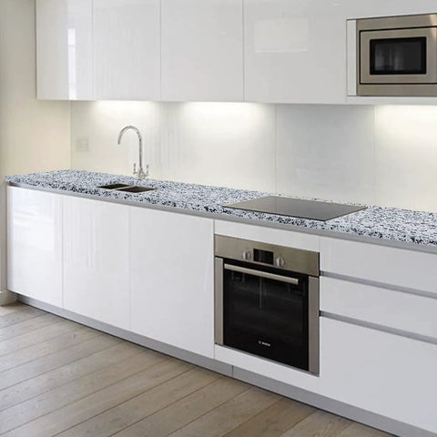 Modern kitchen with Granite Look Countertop Paint Kit White Diamond Finish DIY Refresher For Kitchen And Bathroom High Gloss Acrylic Paint