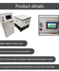 Heavy Duty Vertical Vibration Testing Rig With Smart Programmable Console 60 Kg Load 1 To 400 Hertz Adjustable Range 110 Volt Pro Class Lab Gear, showing control unit and testing chamber.