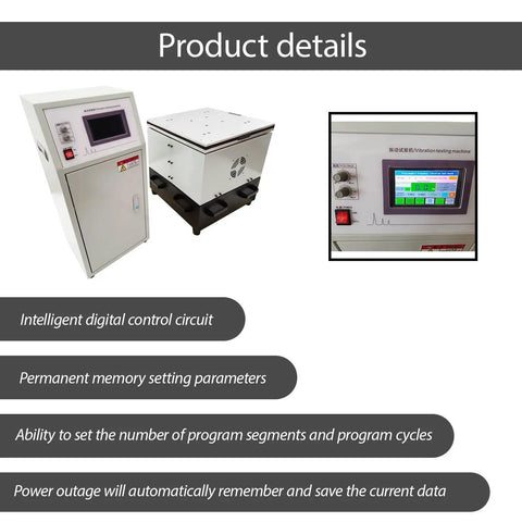 Heavy Duty Vertical Vibration Testing Rig With Smart Programmable Console 60 Kg Load 1 To 400 Hertz Adjustable Range 110 Volt Pro Class Lab Gear, showing control unit and testing chamber.