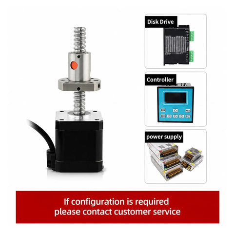 Smooth Stepper Motor 17HS8401S Coupled With SFU1204 Ball Screw L300mm For CNC Engraving Machine showing motor and components.