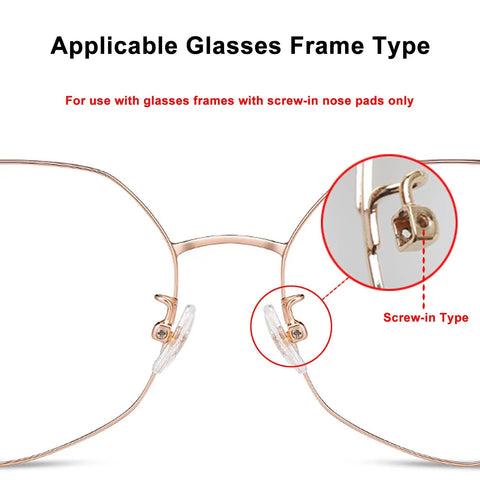 Soft Silicone Eyeglasses Nose Pads With Air Cushion For Ultra All Day Comfort No Slip screw-in type on metal frame