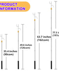 Adjustable 29 To 71 Inch Clothes Line Pole With Dual Hooks in four extended lengths with measurements shown