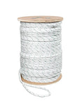 Double Braided Polyester Pulling Rope With Eye Loop For Marine Use And Winching, Heavy Duty 1/4 Inch X 600 Feet, White With Green Tracers