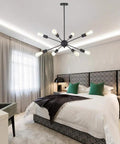 Black Sputnik Chandelier 8 Light Ceiling Fixture For Kitchen Dining Living Room Dope Modern Industrial Pendant Lighting
