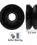 Heavy Duty 4 Inch Cast Iron V Groove Caster Wheel With 2 Inch Tread Width, Straight Roller Bearing, side and front view