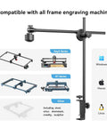 LightBurn camera kit for laser engravers mounted on a tall adjustable stand with horizontal arm, black.