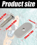 Heavy Duty Stainless Steel Kayak Rail Screws and Nuts Kit dimensions details on a kayaking background