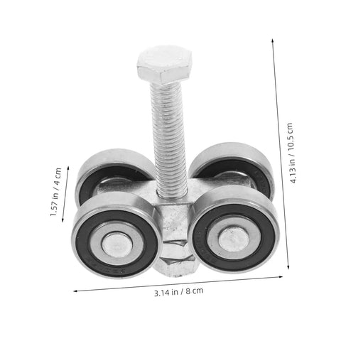 Top Shelf Stainless Steel Sliding Door Wheels Replacement Kit Featuring Dual Bearing Pulleys, stainless steel pulley with four rollers.