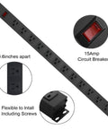 Long 12 Outlet Power Strip Surge Protector With 6 Foot Cord And 1200 Joules Of Surge Protection, Wide Spaced Outlets For Big Plugs, Perfect For Your Home Office Setup, Entertainment Center Or Workshop, Black, 15A circuit breaker and mounting holes