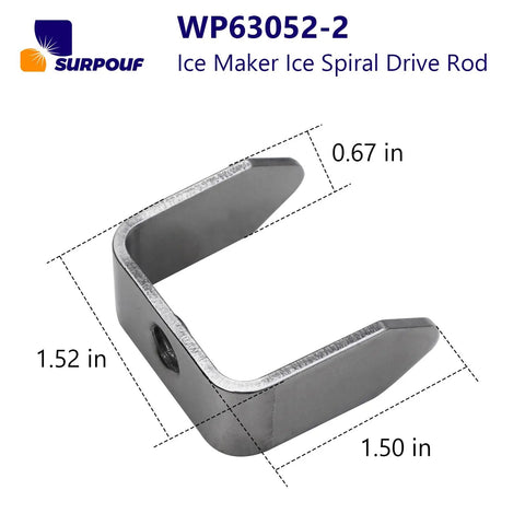 2 Pack Ice Auger Drive Bar WP63052-2 Replacement For Whirlpool Maytag Kenmore Ice Dispenser Yoke with Dimensions