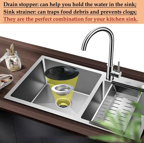 4 Pack Kitchen Sink Strainer Stopper Kit With Silicone Drain Plug Covers Universal 4.5 Inch Stainless Steel Drain Strainer Food Debris Catcher And Water Stopper For Kitchen Sink