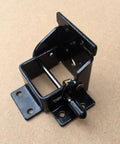 90 Degree Self Locking Folding Hinge for Tables, Chairs, Benches, Beds, and Coffee Tables Black Heavy Duty Leaf Hardware shown in close-up.