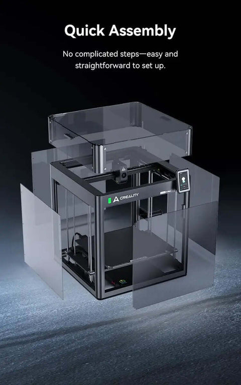 Clear Acrylic Printer Enclosure For Ender 5 Max 3D Printer with easy assembly, showing transparent panels and metal frame.