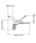 9 Inch Drill Press Locking Clamp Set, Heavy Duty Fix Clamp With Super Tight Grip, Titanium Plated 1045 Steel, dimensions visible
