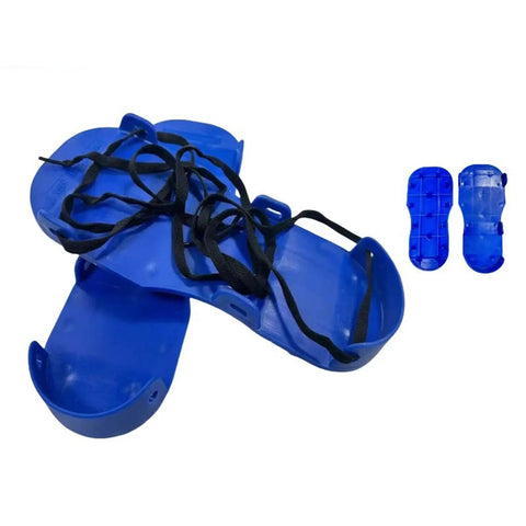 Lawn Aerator Shoes Durable PP Material Wear Resistant Sandals for aerating lawns, blue color, shown with laces and perforating studs.
