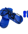 Lawn Aerator Shoes For Home Improvement, Durable PP Ground Spikes Footwear With Non Slip Design, blue plastic with black straps.