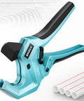 Heavy Duty Aluminum PVC Pipe Cutter Ratchet Tool With SK5 Blade Cuts Up To Two And A Half Inches Works On PVC PPR PE PEX