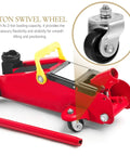 2 Pack Replacement Floor Jack Caster Wheels Heavy Duty for off-road and garage use, showing red floor jack with yellow handle and caster inset.