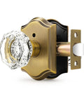 Octagonal Crystal Door Knob Set With Interior Privacy Lock For Bedroom And Bathroom, Push Button Lock And Emergency Wrench Included