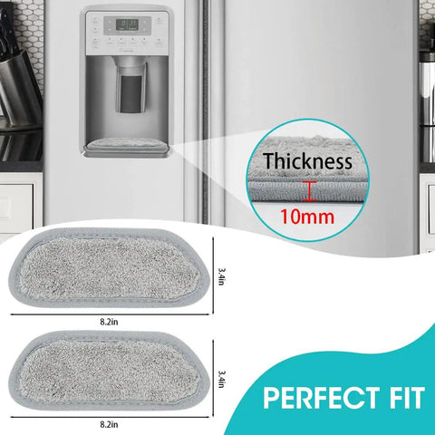 Two Pack Refrigerator Water Drip Tray Catcher Pads, Ultra Absorbent Splash Guard Mats for fridge, size 3.4 x 8.2 in, grey