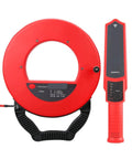 Sick Rock Solid Stud Finder Wall Scanner detecting pipes and cables, red handheld design for deep scanning up to 50 cm.
