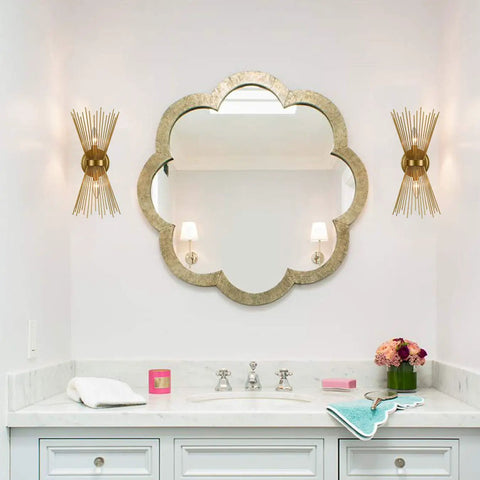 Brass Vanity Light Mid Century Starburst Wall Sconce With Two Light Modern Wall Mounted Bath Fixture for bathroom mirror