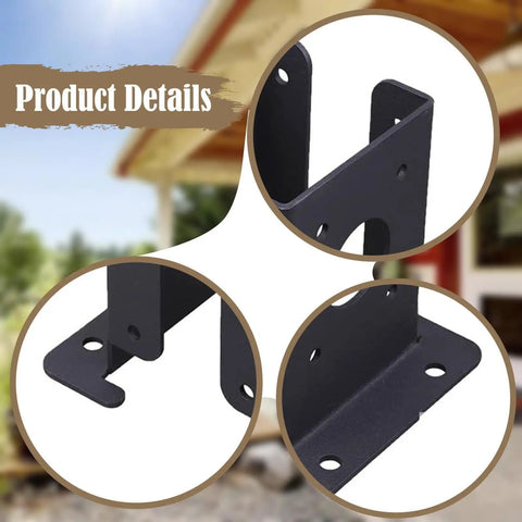 Two Pack Wood Fence Post Anchor Base Brackets For Pergola And Fence Posts Backyard Deck Projects, DIY Friendly, close-up