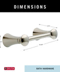 Diagram showing dimensions of Pivoting Toilet Paper Holder Brilliance Stainless Steel Wall Mounted No Fuss Easy Roll Change Corrosion Resistant Bath Accessory Holds Any Sized Roll Durable Lahara Style Bathroom Hardware.