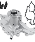 Heavy Duty Engine Water Pump With Gasket Kit Fits Ford Ranger Mazda B3000 Aerostar 1995 To 2008 3.0L V6 showing pump, gasket, and gloves.