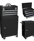 Rolling Garage Tool Organizer With Detachable Three Drawer Chest Large Storage Cabinet And Adjustable Shelf Black Heavy Duty Steel Built For Quick Portable Workshop Organization display