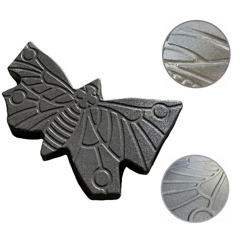 Butterfly Stepping Stone Mold For Concrete And Cement DIY Walkway Stones Reusable Garden Path Mold Create Colorful Butterfly Garden Decor And Pathway Art With No Fuss Easy To Use Plastic Mold shown with close-up details.