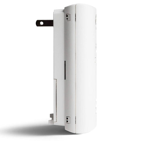Side view of Plug In Carbon Monoxide Detector With Battery Backup, 85 DB Alarm, LED Status Lights, Peak Memory, Easy Setup For Home Safety During Power Outages, 3rd Edition.