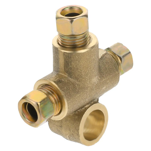 Heavy Duty Three Way T Shape Brake Line Tee Brass Union With Three Male Nuts Fits Three Sixteen Inch Pipe M10 Threading solid brass hydraulic adapter