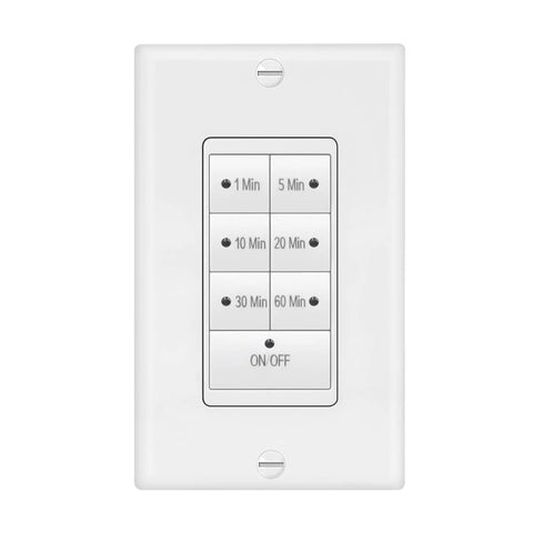 1875 Watt Seven Button Countdown Timer Switch Set It And Forget It With 60 Minute Delay for bathroom exhaust fans and lighting