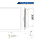 2x2 Backlit LED Panel Light With Boss Level Bright Output, 20W To 40W Options, Up To 6000 Lumens, product dimensions diagram