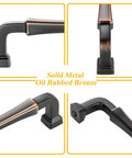 Close-up views of 10 pack 3 inch oil rubbed bronze cabinet pulls with bronze brushed finish for kitchen cabinets and drawers.