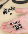 Hand holding 10 Pack Knife Handle Screws Hex Flat Head Pins Stainless Steel Rivets Fasteners For Blade Fixing With Adjustable Length 17.2 To 22mm