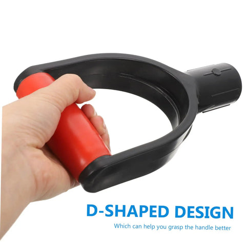 Two Pack Plastic D Shaped Spade Handle Replacement in hand showing ergonomic grip and design.