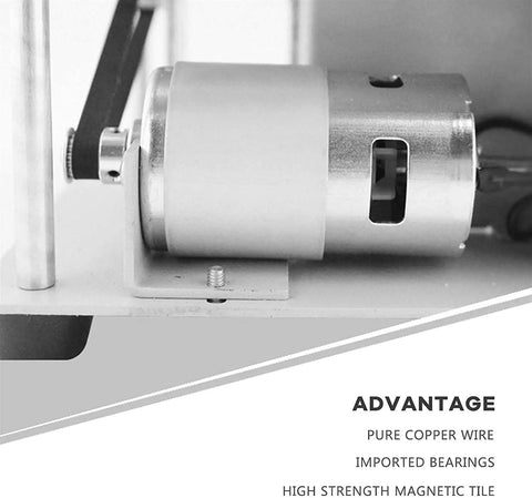 Close-up of motor and bearings in Portable Benchtop Table Saw For DIYers And Hobbyists, Mini Multifunction Woodworking Saw.