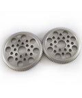 Metal 48P Spur Gear 80T Upgrade For Sakura D3 S Xi XIS, showing two metal gears with drilled holes for RC cars.