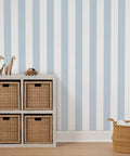 Classic Traditional Removable Wallpaper Easy Soak And Hang For Rented Spaces And Accent Walls No Paste Required with blue stripes.