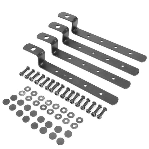 Rugged Iron Side Case Mounting Brackets Kit For Motorcycles with screws and washers, 53x35x215mm, heavy duty hardware.