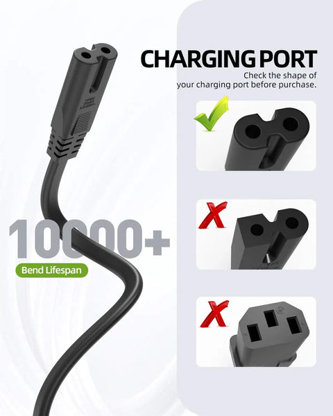 6 Foot Printer Power Cord Cable Fits HP OfficeJet Pro Envy DeskJet Canon PIXMA MG MP MX Epson Workforce Stylus EcoTank Printers ETL Listed Replacement, showing non-polarized plug with compatibility examples.