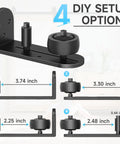Image showing Two Pack Sliding Barn Door Floor Guide Set with Adjustable Rubber Rollers, Flush Flat Bottom, 4 setup options.