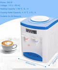 Hot And Cold Water Desktop Dispenser For 1.3 To 5 Gallon Jugs Top Loading Countertop Cooler with cup and measurements