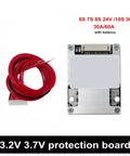 Slick Lithium Battery Protection Board With Balanced Voltage Control For Lifepo4 And Li Ion Packs Rated At Seventy Five Amps, compact BMS with wires.